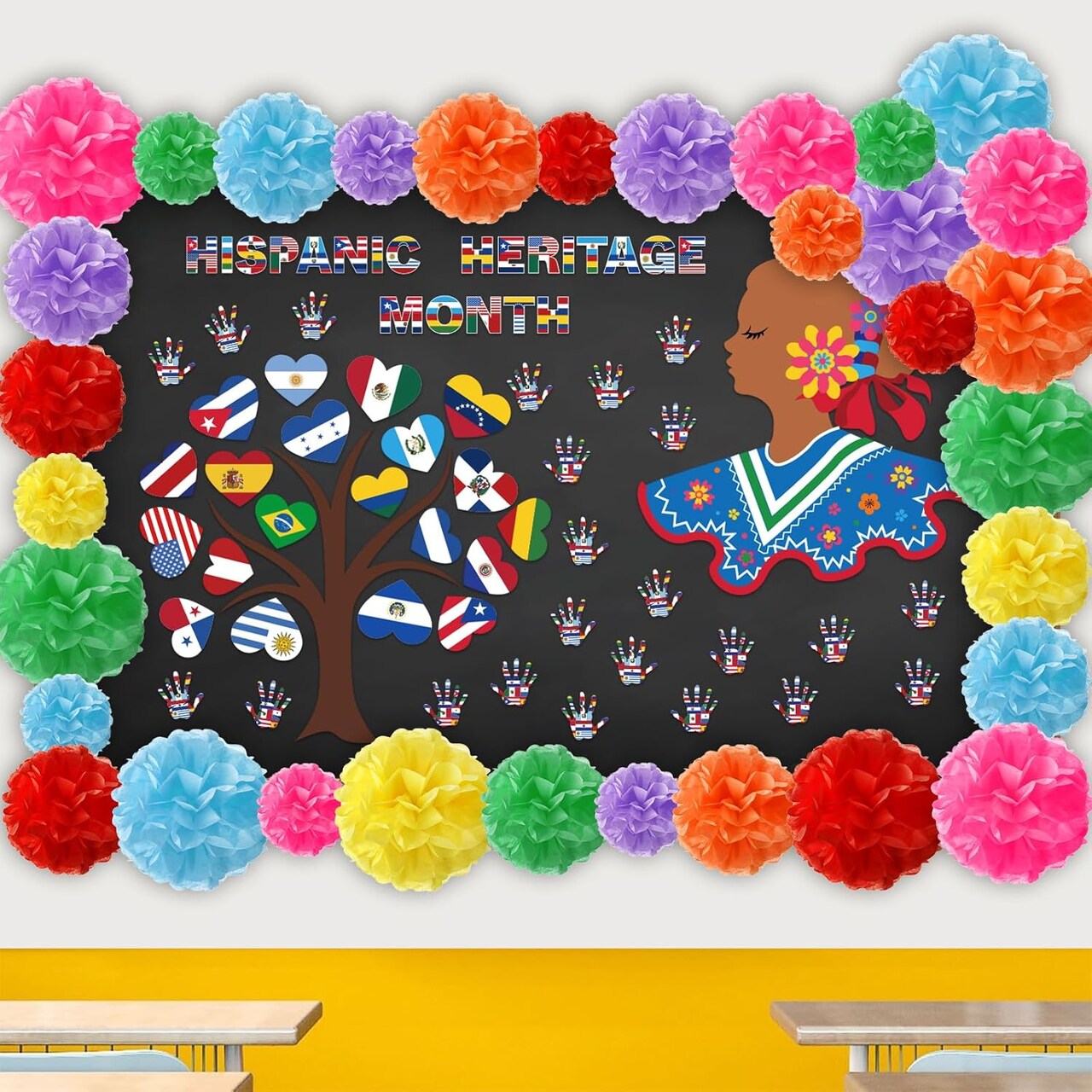 s 89 Pcs Hispanic Heritage Month Party Decoration Spanish Classroom Bulletin Board Decoration